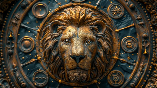 Photo concept du zodiaque le lion stylisé le cinquième signe de l'horoscope ai générative