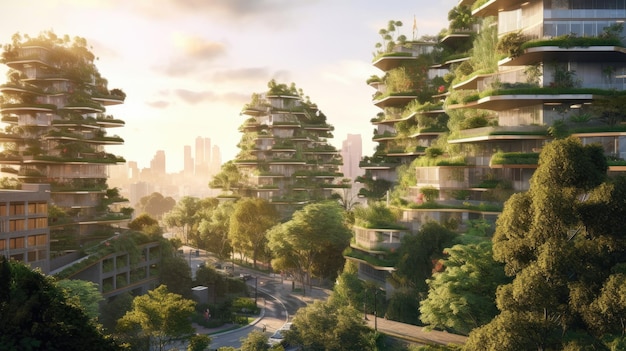 le concept de durabilité et de vie respectueuse de l'environnement dans un environnement urbain moderne