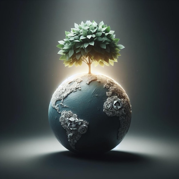 Concept d'écologie avec un arbre vert sur le globe terrestre