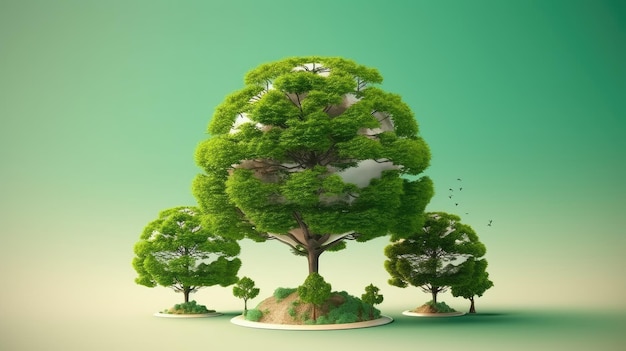 Concept d'écologie avec des arbres verts et des nuages