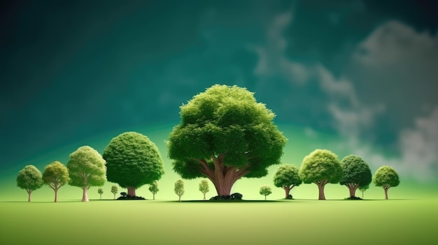 Concept d'écologie avec des arbres verts et des nuages