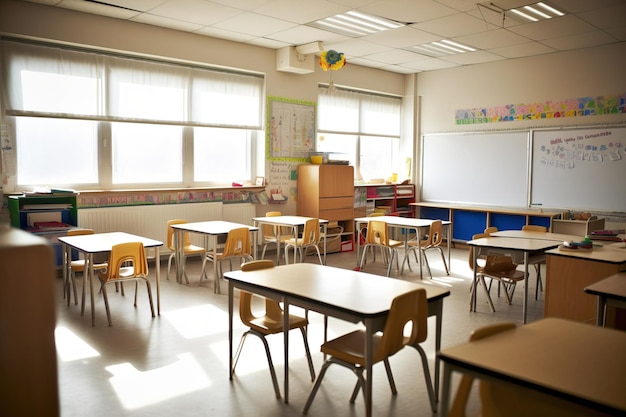 Photo concept d'éducation de la journée de l'enseignant en classe vide