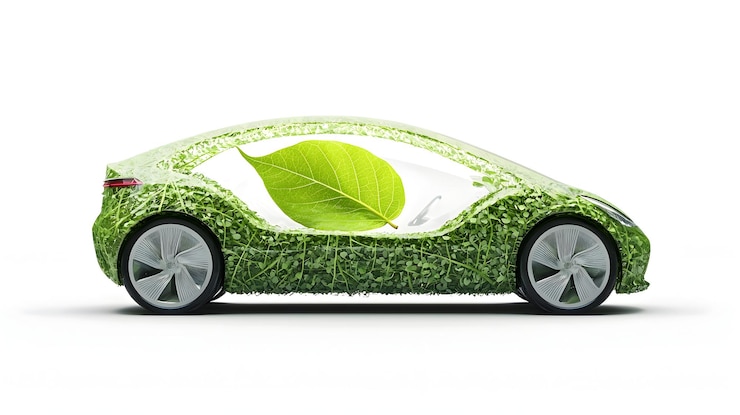 Photo concept électrique écologique élégant avec un design aérodynamique inspiré de la nature