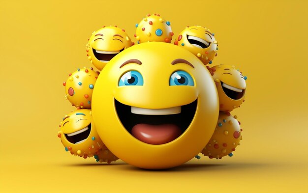 Concept avec emoji heureux Design coloré 3d Ai générative