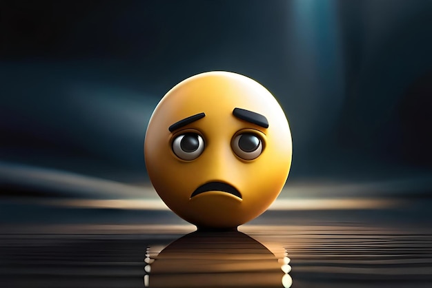 concept d'emoji de personnage triste dans un fond sombre style dessin animé 3D