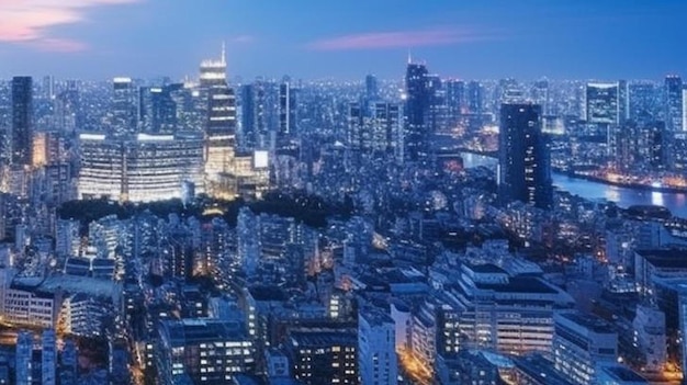 Photo concept d'entreprise asiatique pour l'immobilier et la construction d'entreprises horizon urbain panoramique aérien