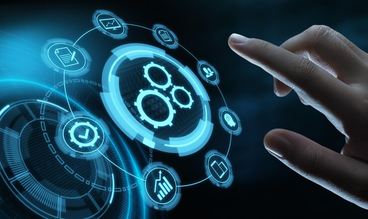 Photo concept d'entreprise du système de processus de technologie logicielle d'automatisation