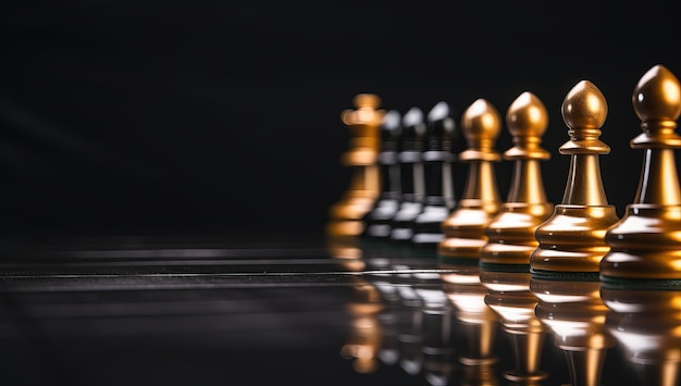 Photo le concept d'entreprise d'échecs, le succès du leader, la création d'une équipe de leadership.
