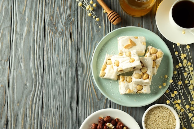 Concept d'espace de nougat de nourriture savoureuse pour le texte