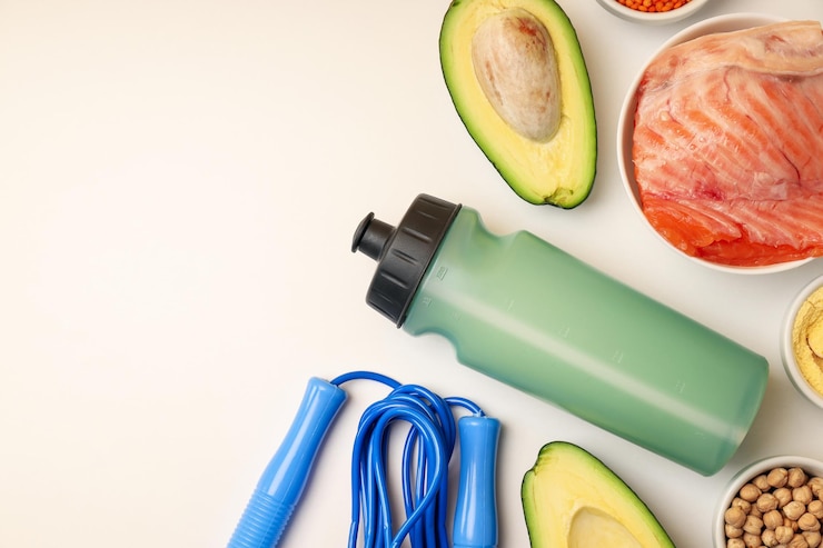 Photo concept d'espace de nutrition sportive pour le texte