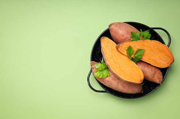 Photo concept d'espace de patate douce de légumes pour le texte