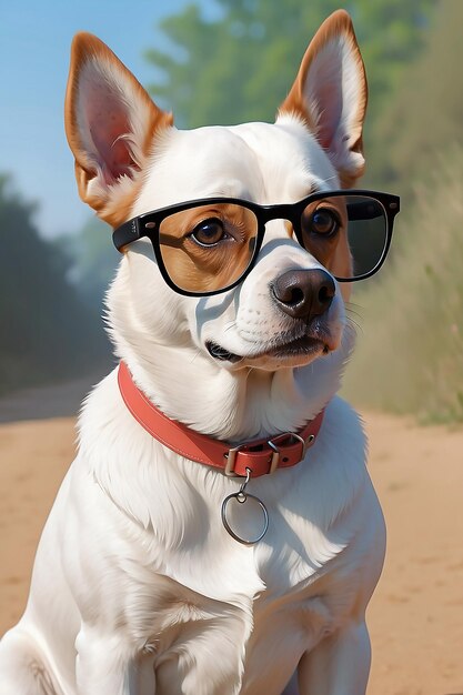 Le concept d'été du chien avec des lunettes généré par l'IA