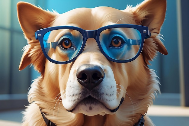 Le concept d'été du chien avec des lunettes généré par l'IA