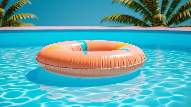 Concept d'été flotteur gonflable sur l'eau dans la piscine jouet de piscine gonflable de couleurs vives