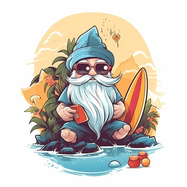 Concept d'été gnome aquarelle IA générative