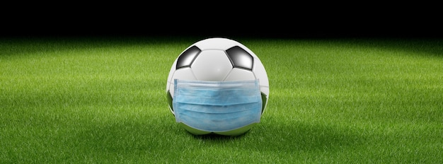 Concept d'événement d'annulation de football Euro. Bal avec masque coronavirus