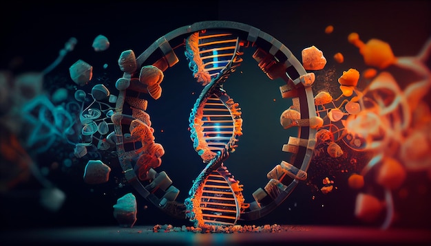 Photo concept de l'évolution de l'adn humain au microscope illustrateur d'ia générative