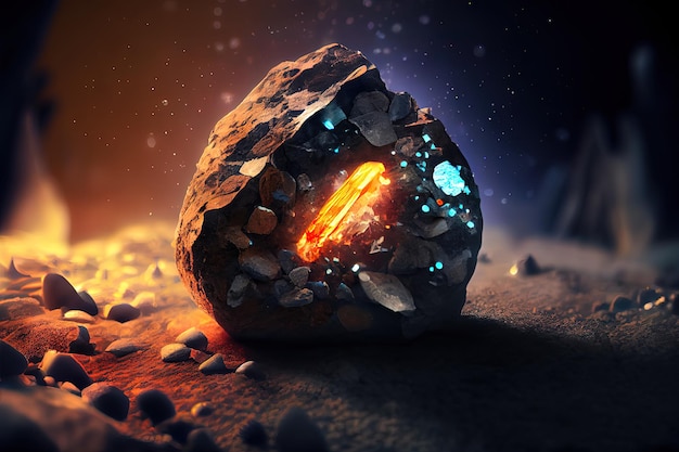 Concept exceptionnel de résurrection abstraite Rolled Rock avec des lumières défocalisées Generative Ai