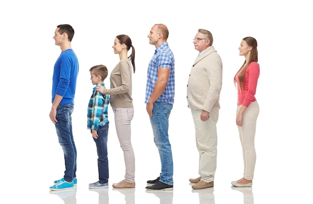 Photo concept de famille, de genre, de haut et de personnes - groupe d'hommes et de femmes de côté