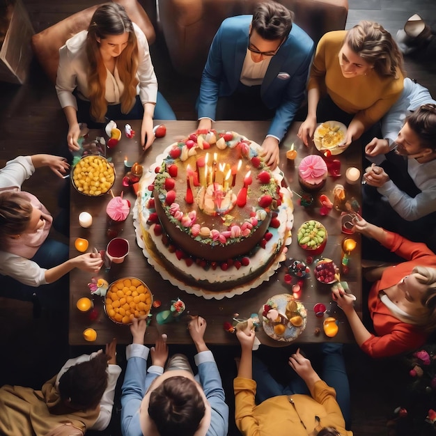 Concept de fête d'anniversaire en vue du haut