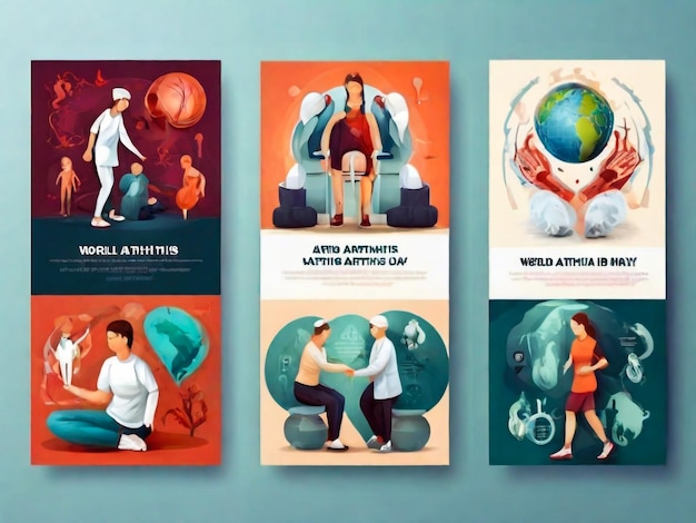 Concept de fête de la Journée mondiale de l'arthrite Modèle d'affiche de carte de bannière de fond avec inscription de texte Illustration vectorielle