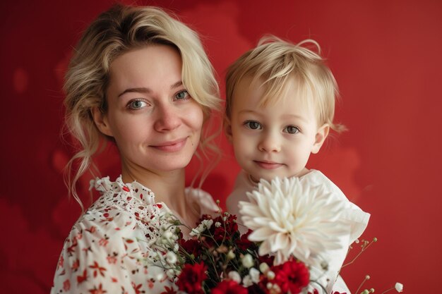 Photo le concept de la fête des mères avec les enfants et la mère