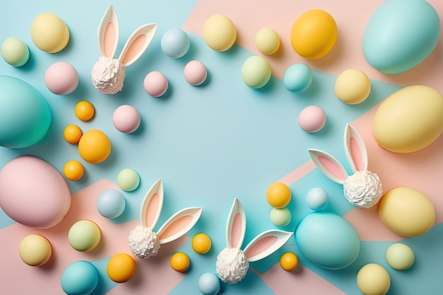 Concept de fête de Pâques oeufs de Pâques dans un cercle Illustration AI Generative