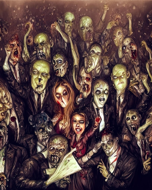 Concept de fête zombie décadent illustration générative ai