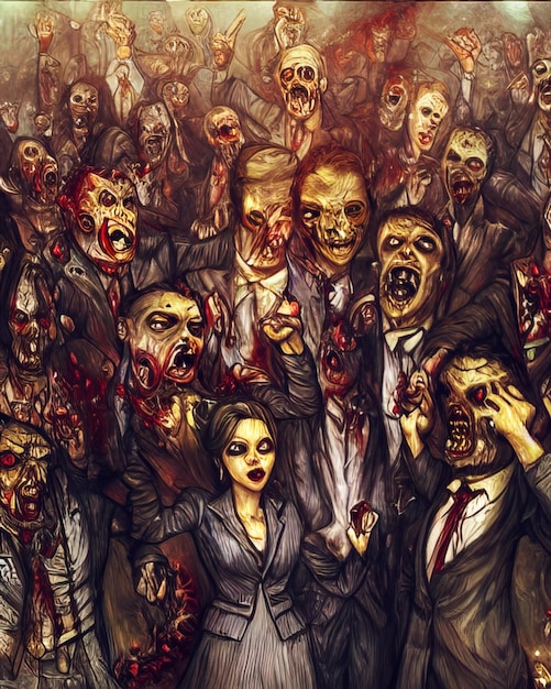 Concept de fête zombie décadent illustration générative ai