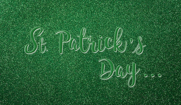 Concept de fond de décoration Happy St Patrick's Day en papier pailleté vert et le texte