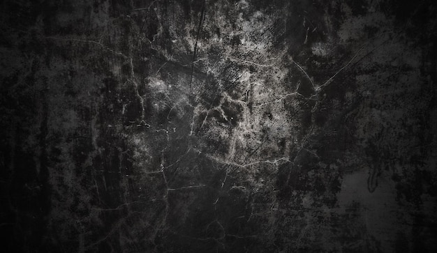 Concept de fond halloween mur noir et noir Béton noir poussiéreux pour le fond Texture de ciment d'horreur