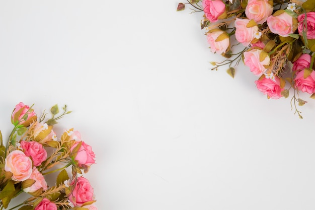 Concept de fond de mariage Beautifule vue de dessus avec décoration de fleurs