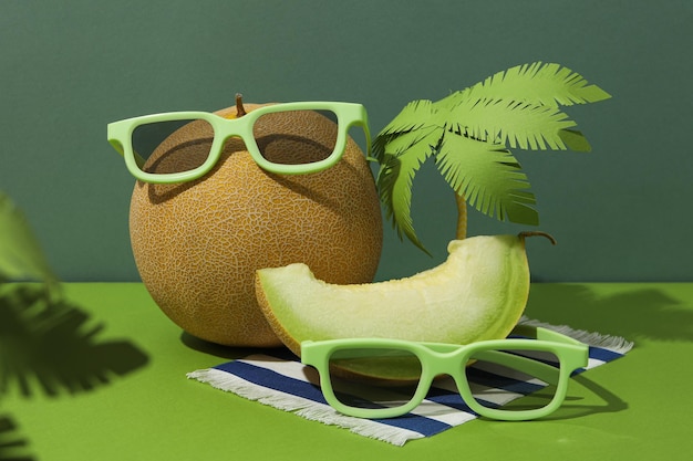 Un concept de fruit juteux et savoureux pour l'été, le melon.