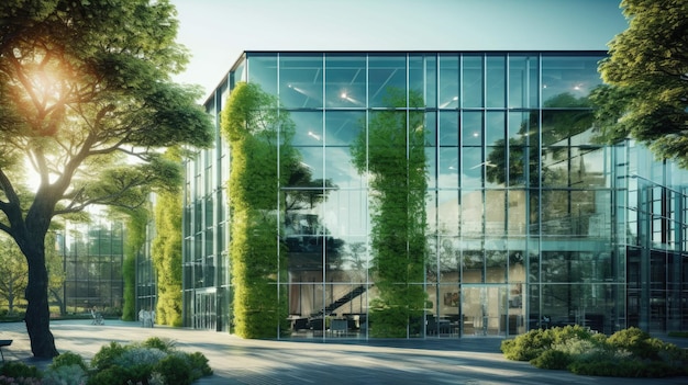 Un concept futuriste d'éco-bâtiment vert a été généré.