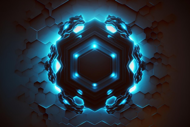 Concept futuriste avec un fond lumineux hexagonal abstrait bleu