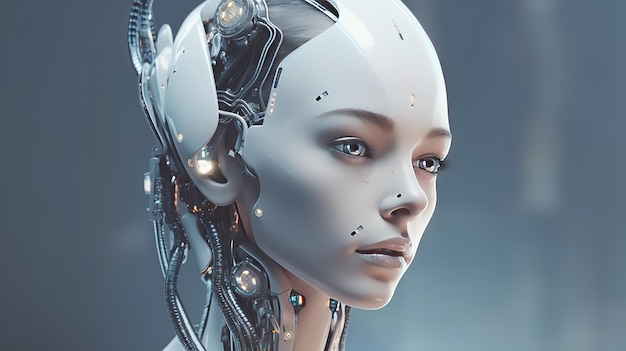 concept futuriste d'intelligence artificielle de robot humain