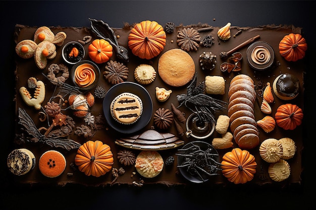 Un concept génératif d'Halloween avec des biscuits et des bonbons