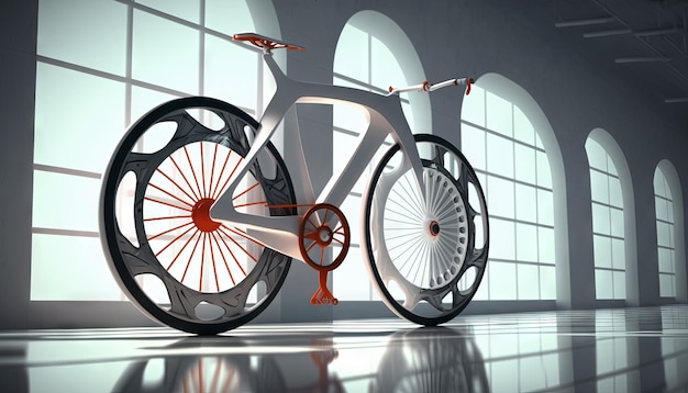 Concept générique Vélo dans une pièce avec fenêtres et lumière du soleil AI générative