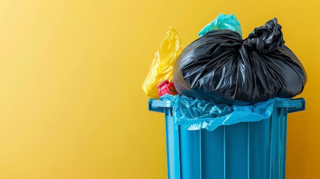 Concept de gestion et de recyclage des déchets dans un sac à ordures ouvert