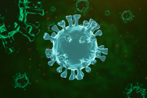 Concept de grippe coronavirus COVID-19 sur fond rouge. rendu 3D.
