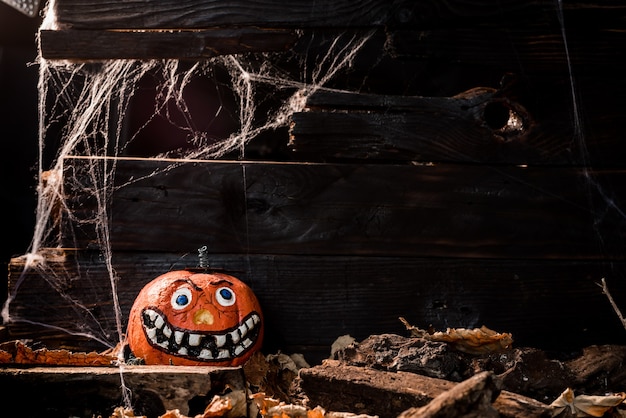 Concept d'Halloween heureux. Trick or Treat en automne. Symbole effrayant et sombre la nuit.