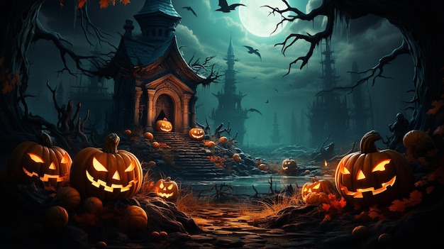 concept d'halloween une maison effrayante dans les bois illustration de haute qualité