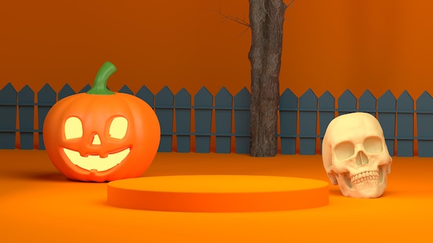 Concept d'Halloween avec rendu 3d de citrouille