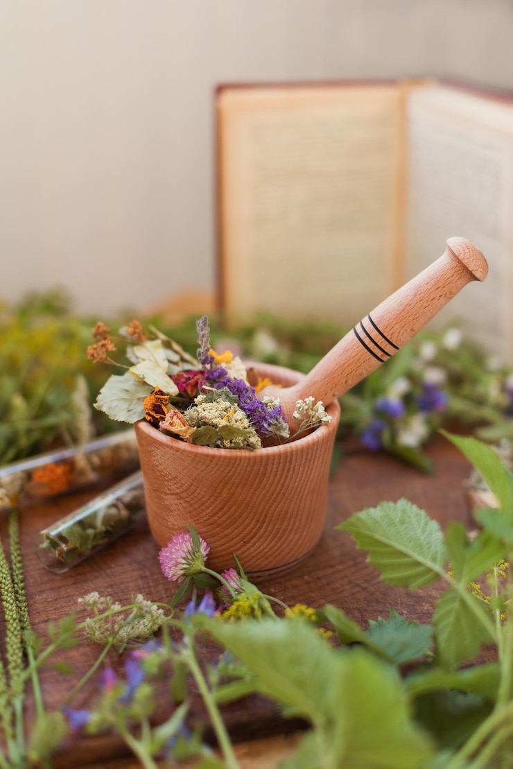 Photo concept d'homéopathie et de phytothérapie