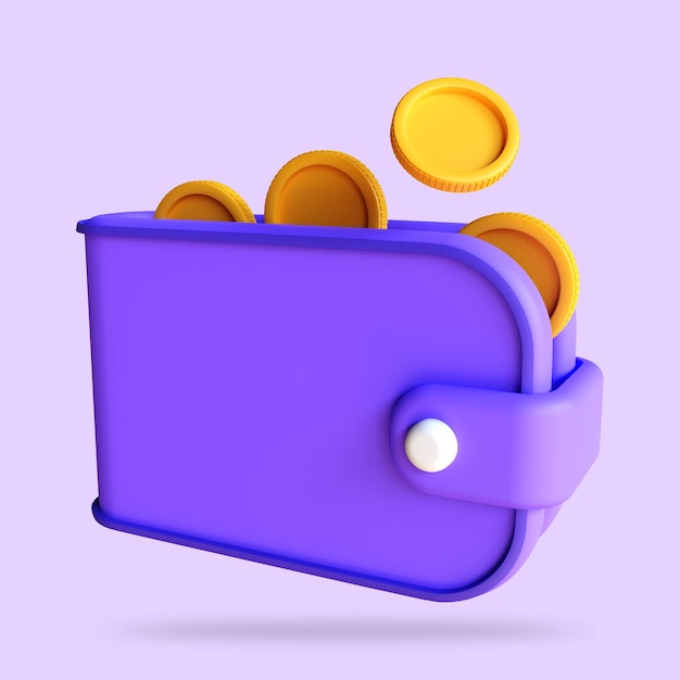 Concept d'icône d'économie d'argent bundle de cash Wallet société chasless rendu 3d