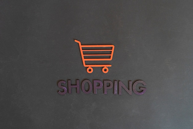 Photo un concept d'icône de panier d'achat découper des lettres de vente d'affaires simple minimaliste