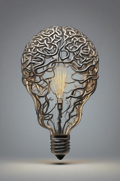 Concept d'idée avec une ampoule sur fond gris Illustration conceptuelle pour l'imagination d'idée