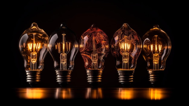 Concept d'idée d'ampoules Illustration AI GenerativexA