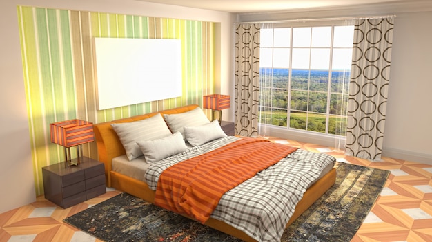 Concept d'illustration de décoration intérieure de chambre à coucher