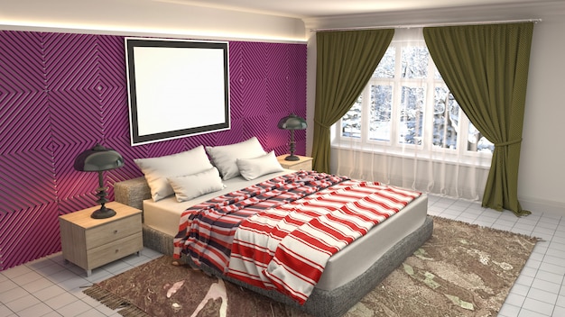 Concept d'illustration de décoration intérieure de chambre à coucher